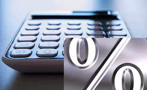 Kalkulator med prosenttegn.