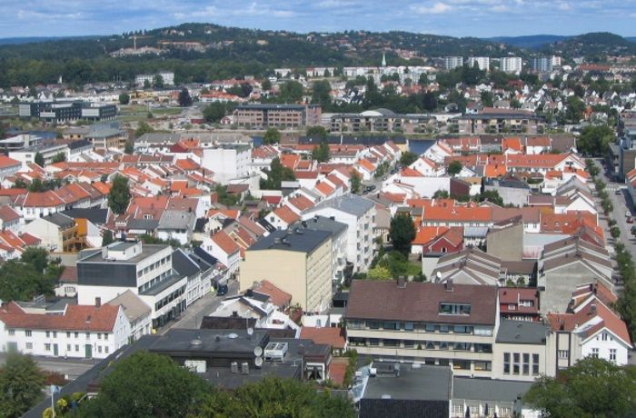 Luftfoto av Kristiansands kvadratur.