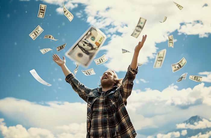 Sedler daleer ned fra himmelen